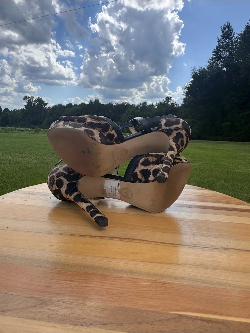 Ladies Michael Kors Evie Leopard Print Platform Sandals